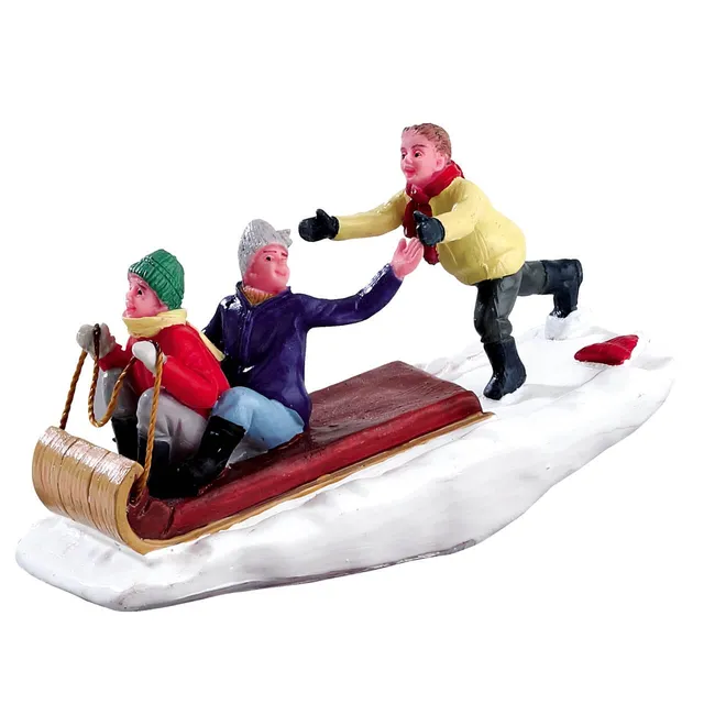 lemax-toboggan-trouble-figurine-luge-vail-village image 1