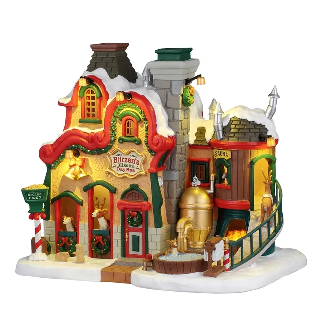 lemax-blitzen-s-blissful-day-spa-b-timent-lumineux-humour-santa-s-wonderland image 1