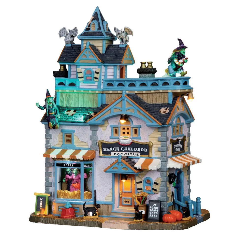 lemax-black-cauldron-bootique-b-timent-miniature-spooky-town-sorci-res image 1