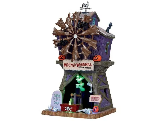 lemax-wicked-windmill-moulin-hant-spooky-town-lumineux image 1