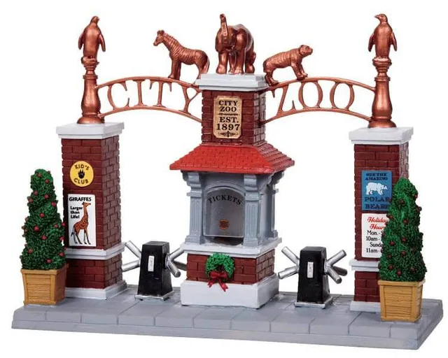 lemax-city-zoo-entrance-entr-e-de-zoo-miniature-pour-village-de-no-l image 1