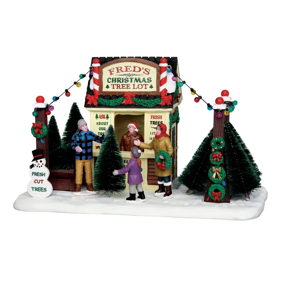 lemax-fred-s-christmas-tree-lot-stand-sapins-miniature image 1