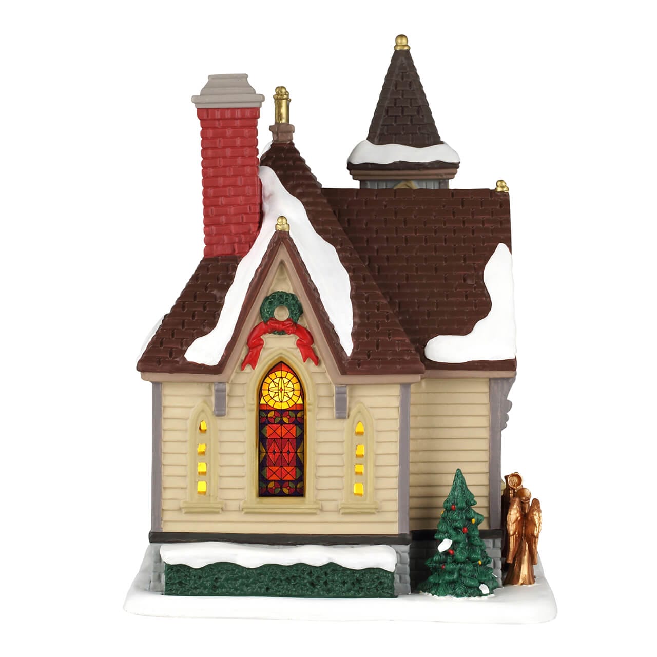 lemax-maple-lane-chapel-harvest-crossing-chapelle-lumineuse-vitraux image 2