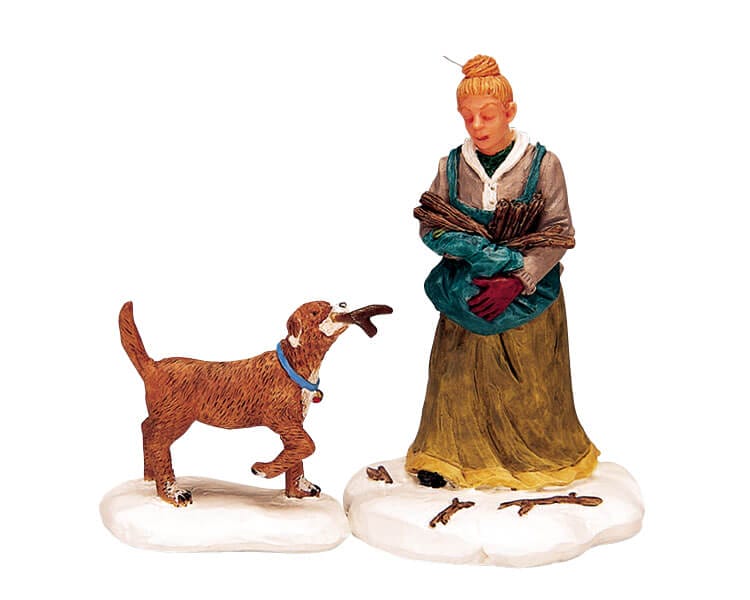 lemax-gathering-kindling-figurines-village-miniature image 1