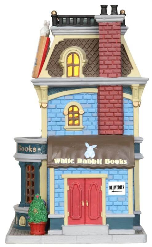lemax-white-rabbit-book-store-librairie-miniature-lumineuse-village-de-no-l image 3