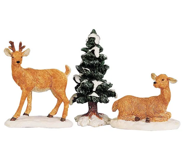 lemax-stag-and-doe-figurines-cerf-et-biche-village-de-no-l image 1