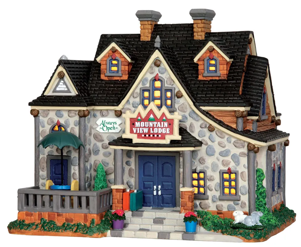 lemax-mountain-view-lodge-chalet-miniature-lumineux-de-montagne image 1