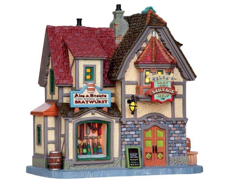 lemax-helga-s-beer-sausage-shop-boutique-miniature-lumineuse image 1