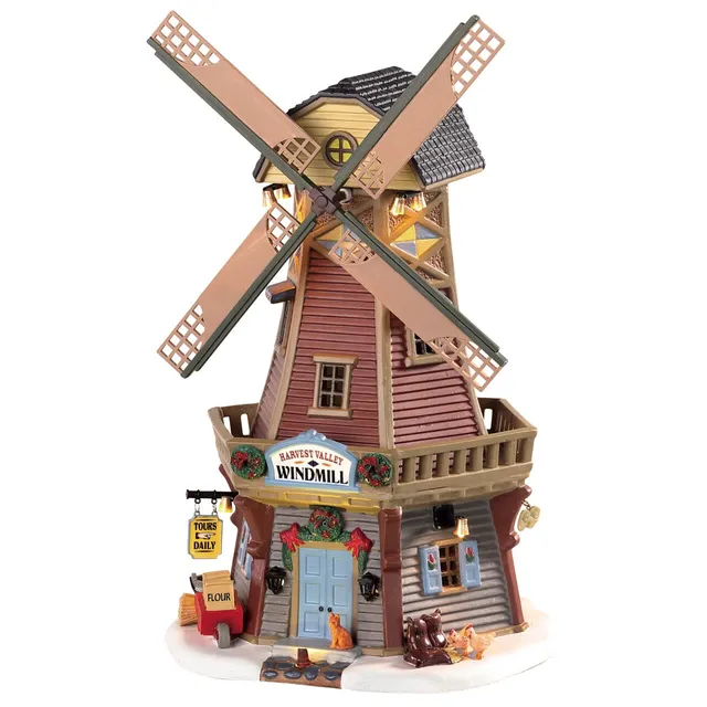 lemax-harvest-valley-windmill-moulin-vent-miniature-anim image 1