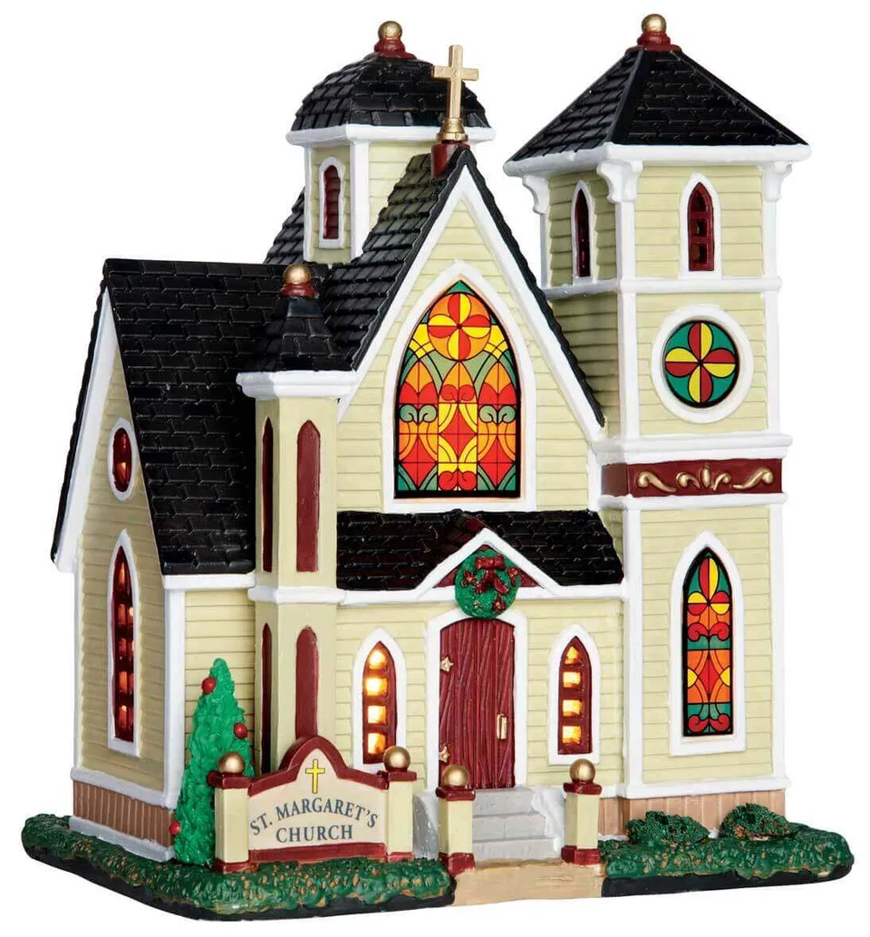 lemax-st-margaret-s-church-glise-miniature-lumineuse-village-de-no-l image 1