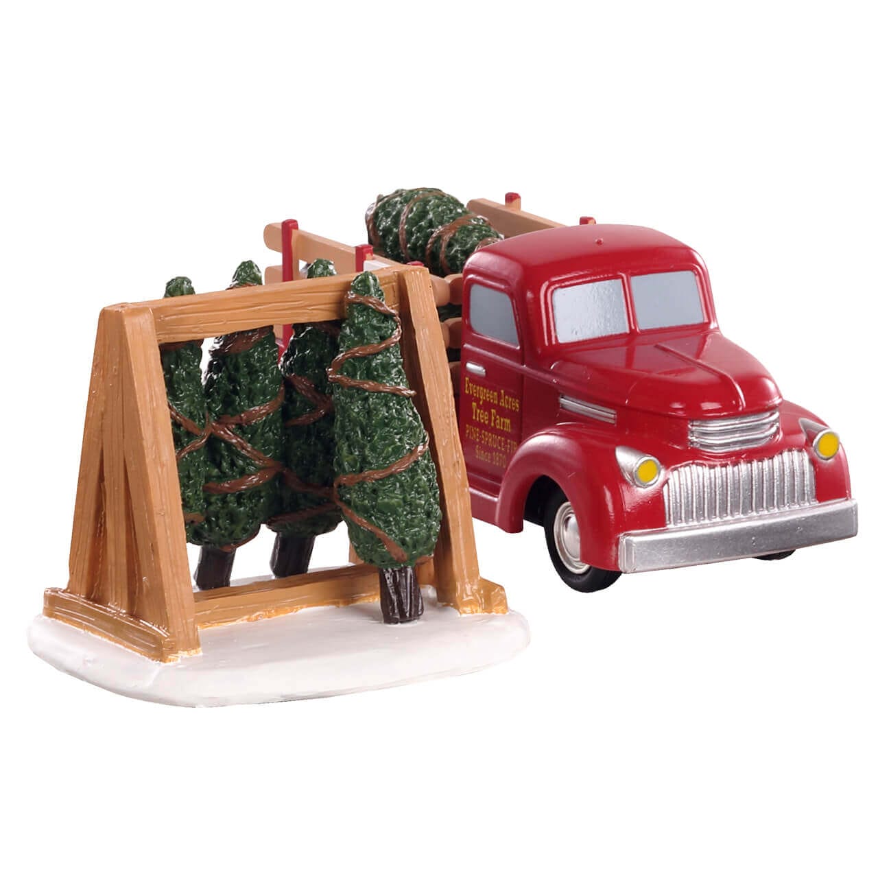 lemax-tree-delivery-camion-rouge-avec-sapins-miniatures-pour-village-de-no-l image 3