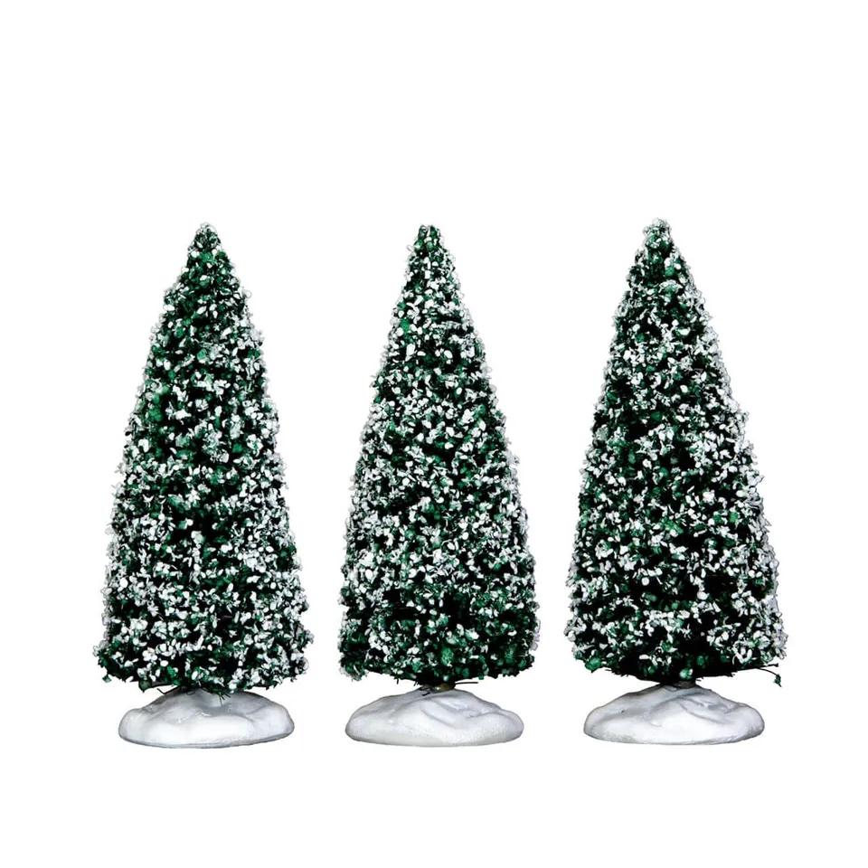 lemax-snowy-juniper-tree-small-lot-de-3-sapins-miniatures-enneig-s image 1