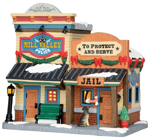 lemax-police-station-b-timent-miniature-lumineux-poste-de-police image 1