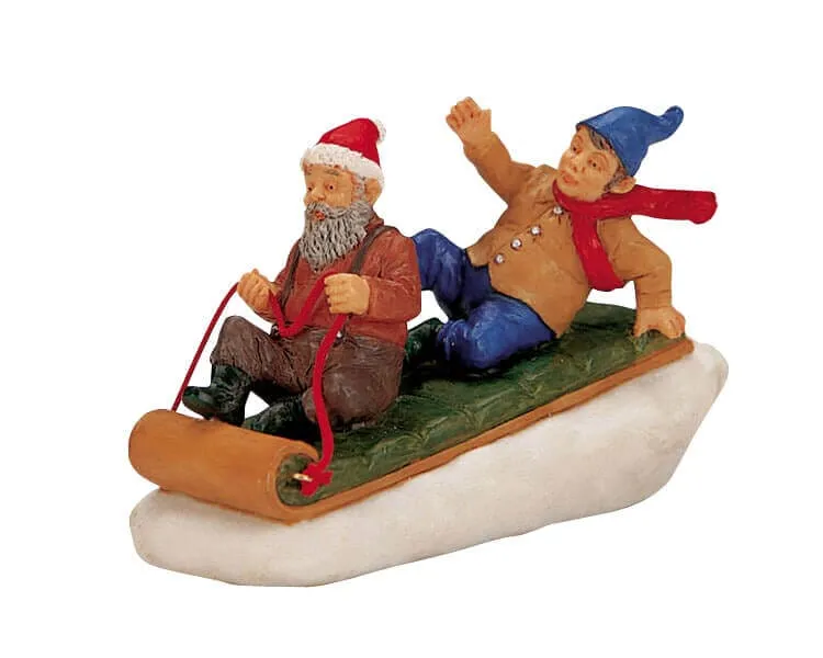 lemax-sledding-elves-figurines-lutins-en-luge image 1