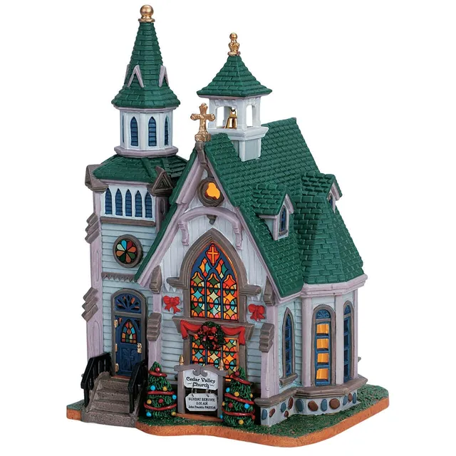 lemax-cedar-valley-church-glise-lumineuse-village-miniature image 1