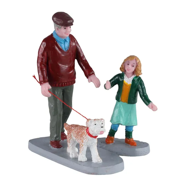 lemax-afternoon-stroll-figurines-grand-p-re-fillette-et-chien image 1