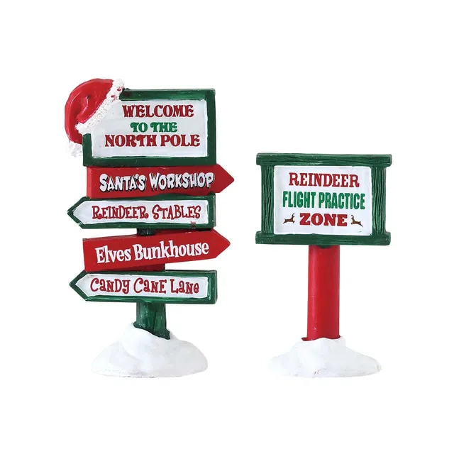 lemax-north-pole-signs-panneaux-directionnels-p-le-nord-miniatures image 1
