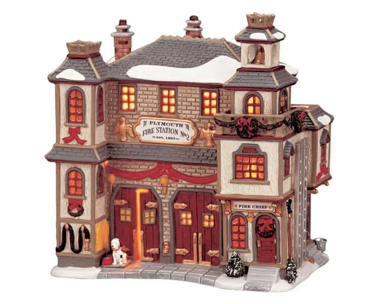 lemax-plymouth-fire-station-no-2-caserne-pompiers-lumineuse image 1