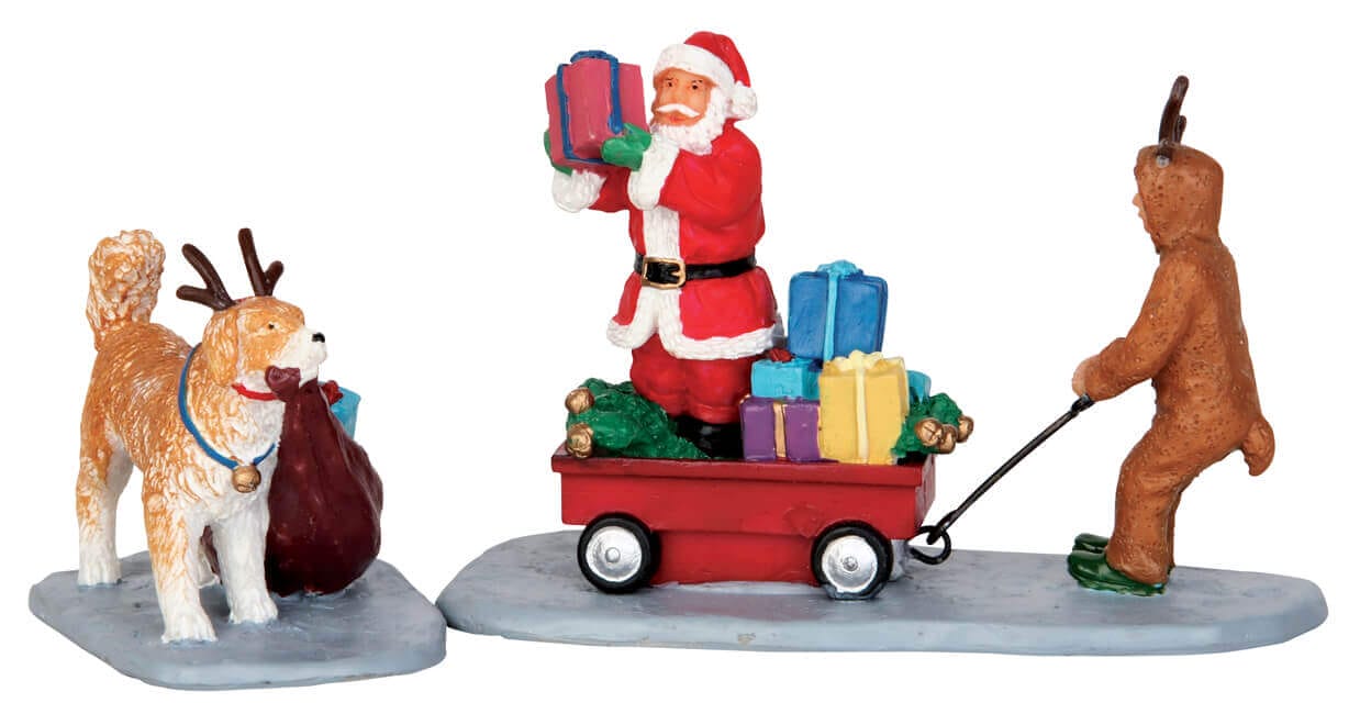 lemax-playing-santa-set-de-2-figurines-de-no-l-miniatures image 1
