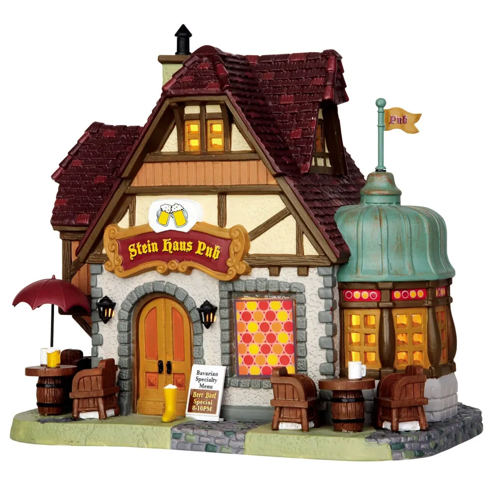 lemax-stein-haus-pub-taverne-lumineuse-pour-village-miniature image 1