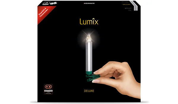 krinner-lumix-deluxe-silber-basis-set-10-bougies-led-argent-es-avec-t-l-commande image 1