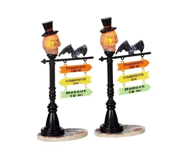 lemax-skull-street-lamp-lampadaire-lumineux-spooky-town-halloween image 1