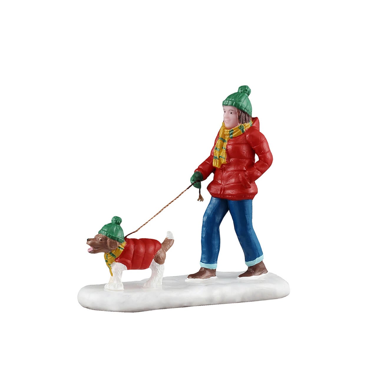 lemax-a-snowy-walk-figurine-femme-et-chien-dans-la-neige image 1