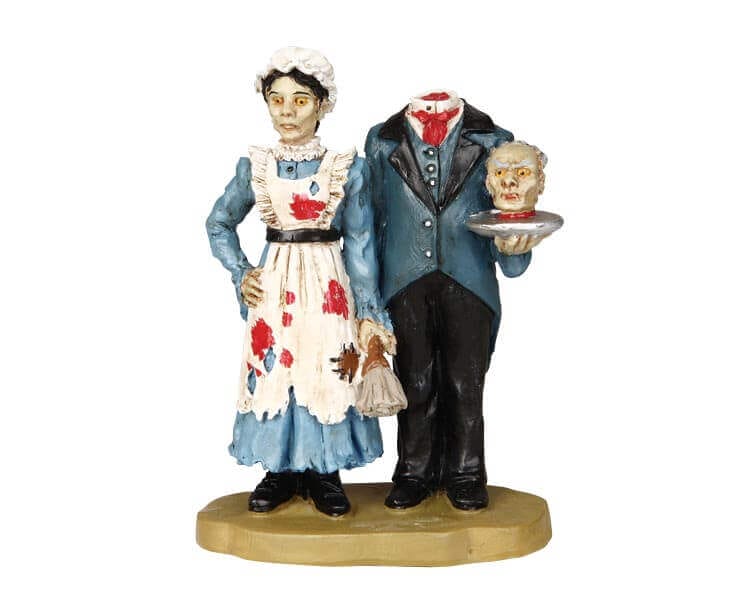 lemax-headless-butler-maid-figurines-spooky-town-halloween image 1