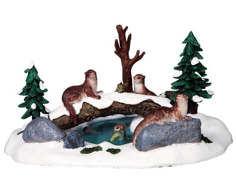 lemax-otters-figurines-loutres-miniatures-village-de-no-l image 1