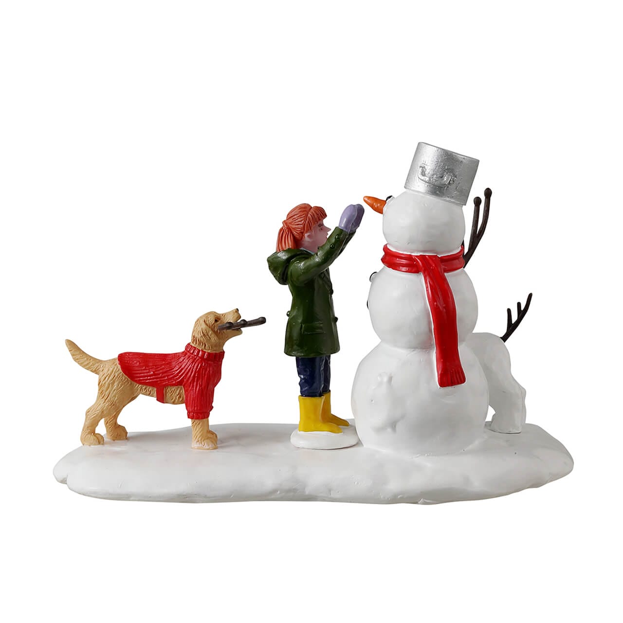 lemax-doggone-winter-fun-figurine-fille-bonhomme-de-neige-et-chien image 4