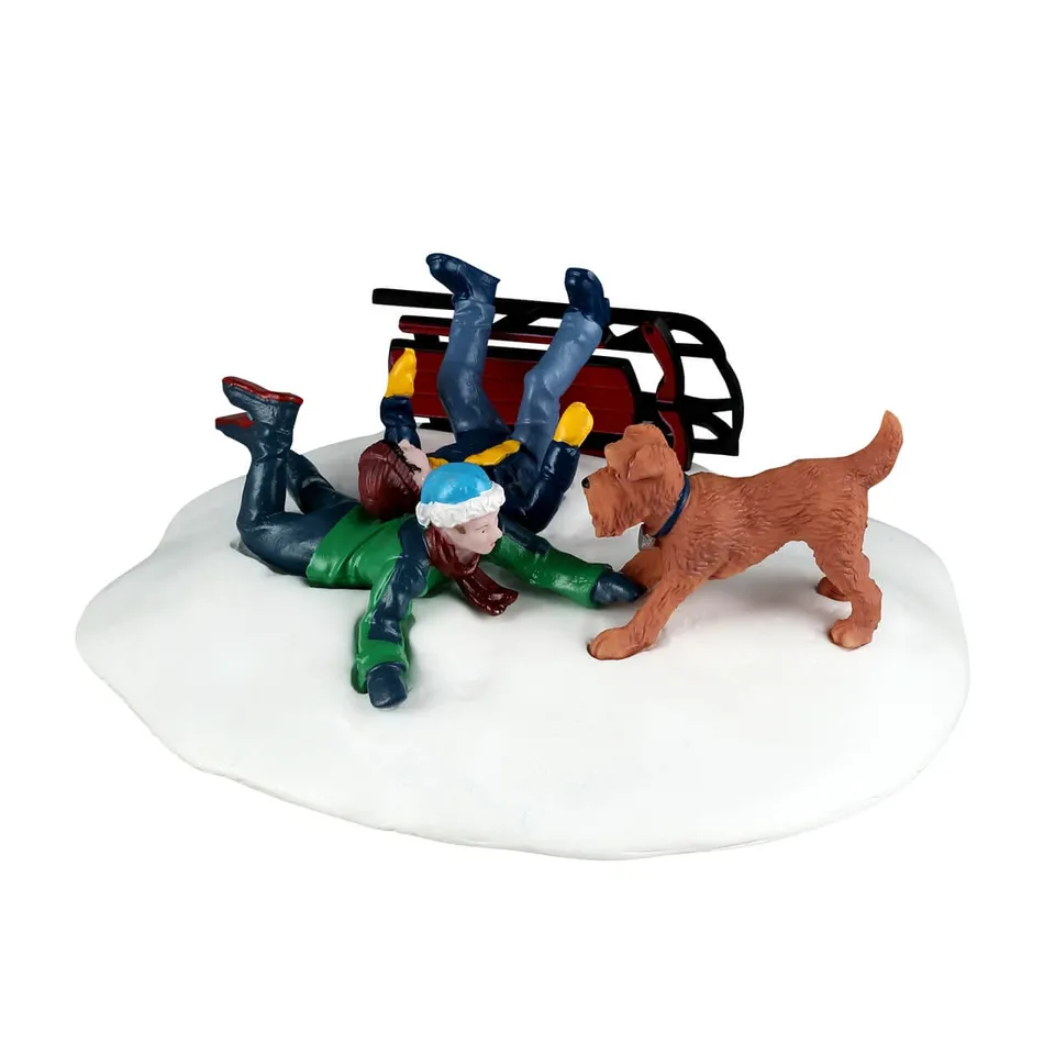 lemax-winter-wipeout-figurine-village-de-no-l-luge-et-chien-secours image 1