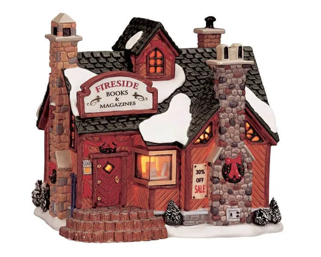 lemax-fireside-books-magazines-accessoire-librairie-miniature image 1