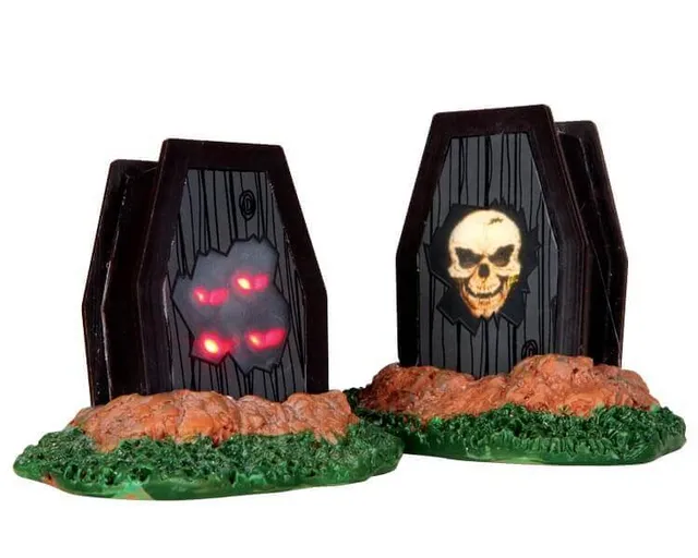 lemax-light-up-coffins-spooky-town-cercueils-lumineux-halloween image 1