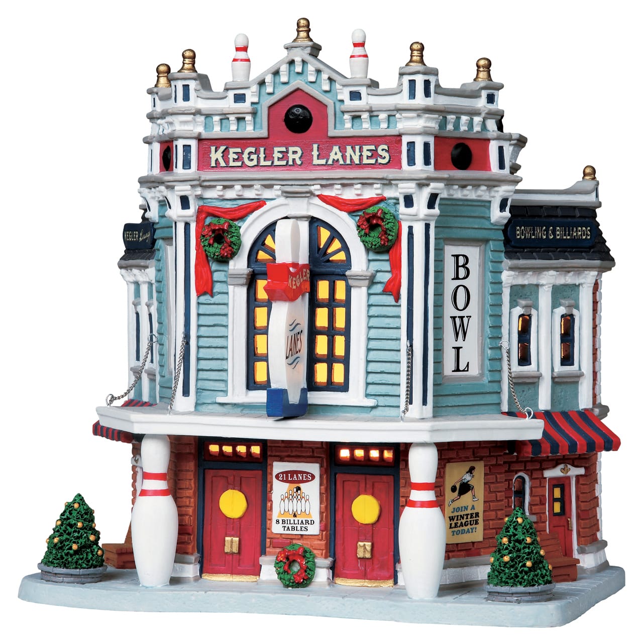 lemax-kegler-lanes-bowling-lumineux-village-miniature image 1