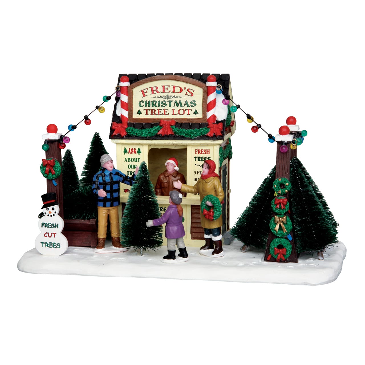 lemax-fred-s-christmas-tree-lot-stand-sapins-miniature image 1