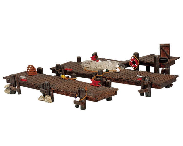 lemax-wooden-docks-accessoire-pontons-en-bois-pour-village-de-no-l image 1