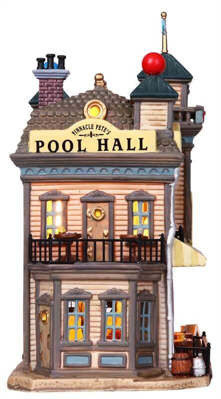 lemax-pinnacle-pete-s-pool-hall-salle-de-billard-miniature-lumineuse image 3