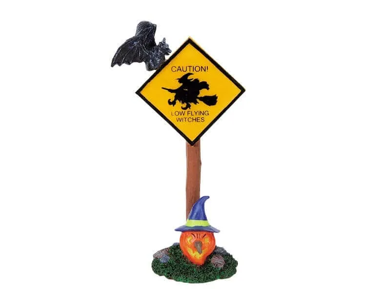 lemax-caution-sign-figurine-miniature-spooky-town image 1