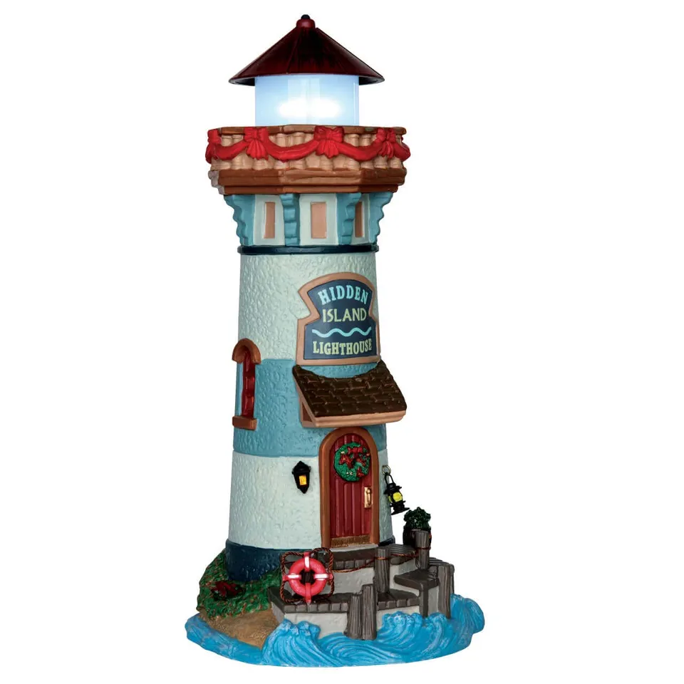 lemax-hidden-island-lighthouse-phare-miniature-lumineux-faisceau image 1