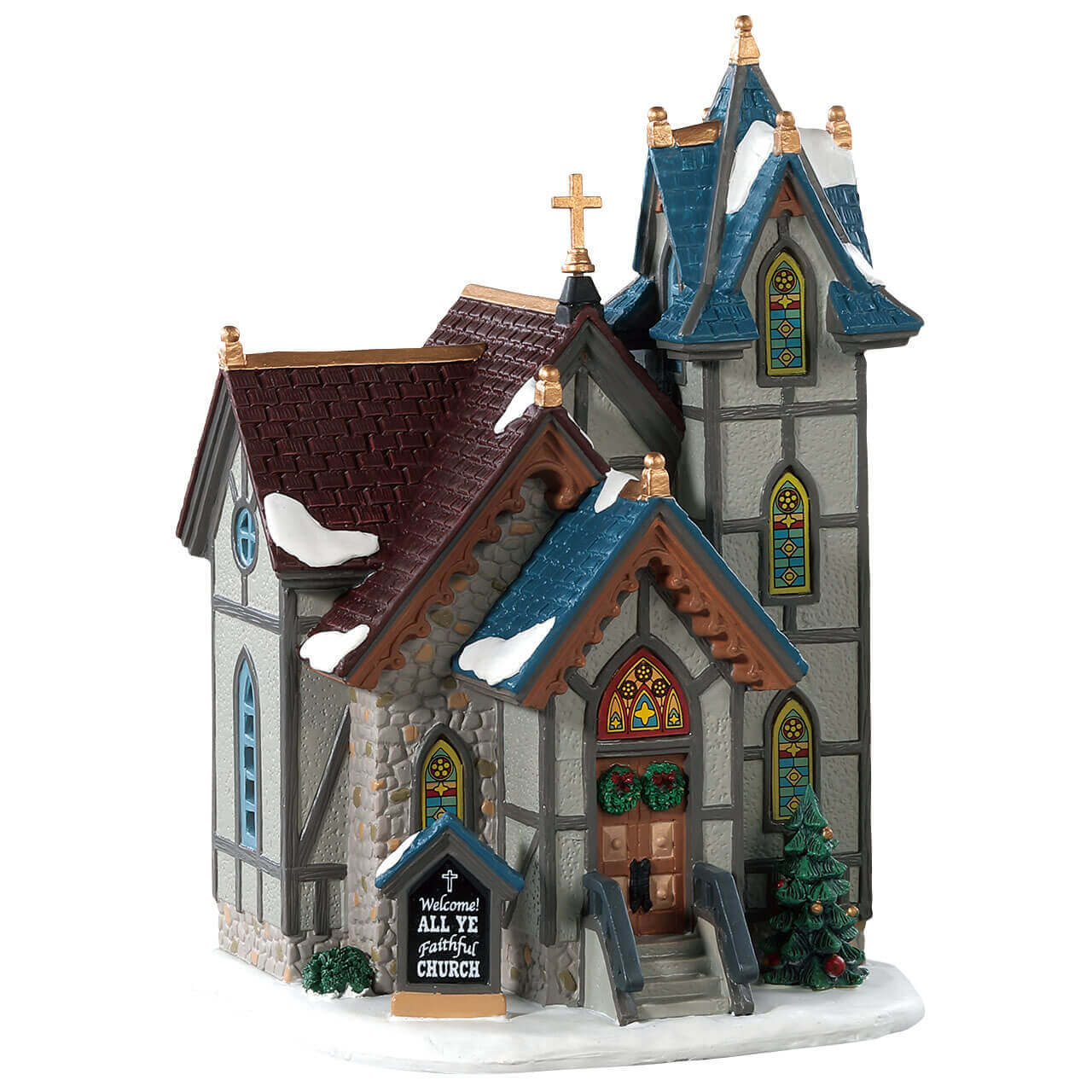 lemax-all-ye-faithful-church-glise-lumineuse-village-de-no-l-miniature image 4