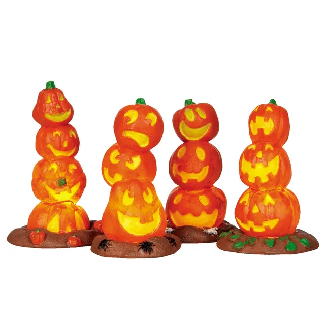 lemax-light-up-pumpkin-stack-lot-de-4-citrouilles-lumineuses-halloween image 1