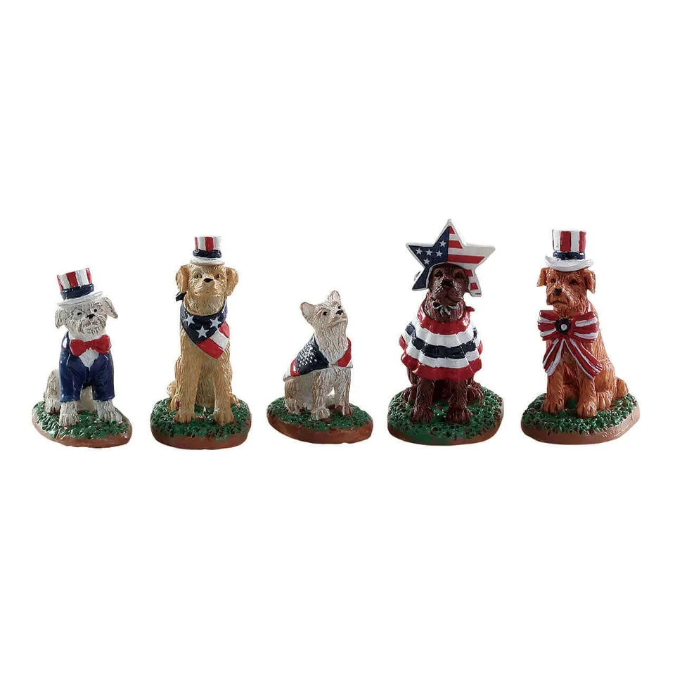 lemax-patriotic-pups-figurine-chiens-village-miniature image 1
