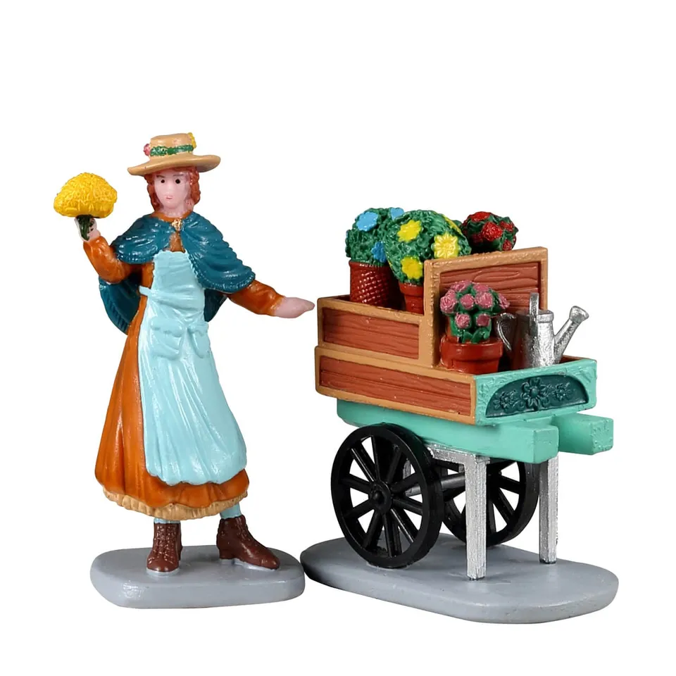 lemax-merry-s-garden-cart-figurine-fleuriste-et-chariot-caddington-village image 1
