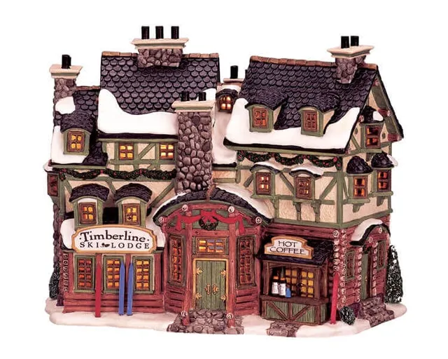 lemax-timberline-ski-lodge-chalet-de-ski-miniature-lumineux image 1
