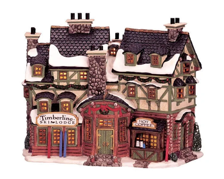 lemax-timberline-ski-lodge-chalet-de-ski-miniature-lumineux image 1