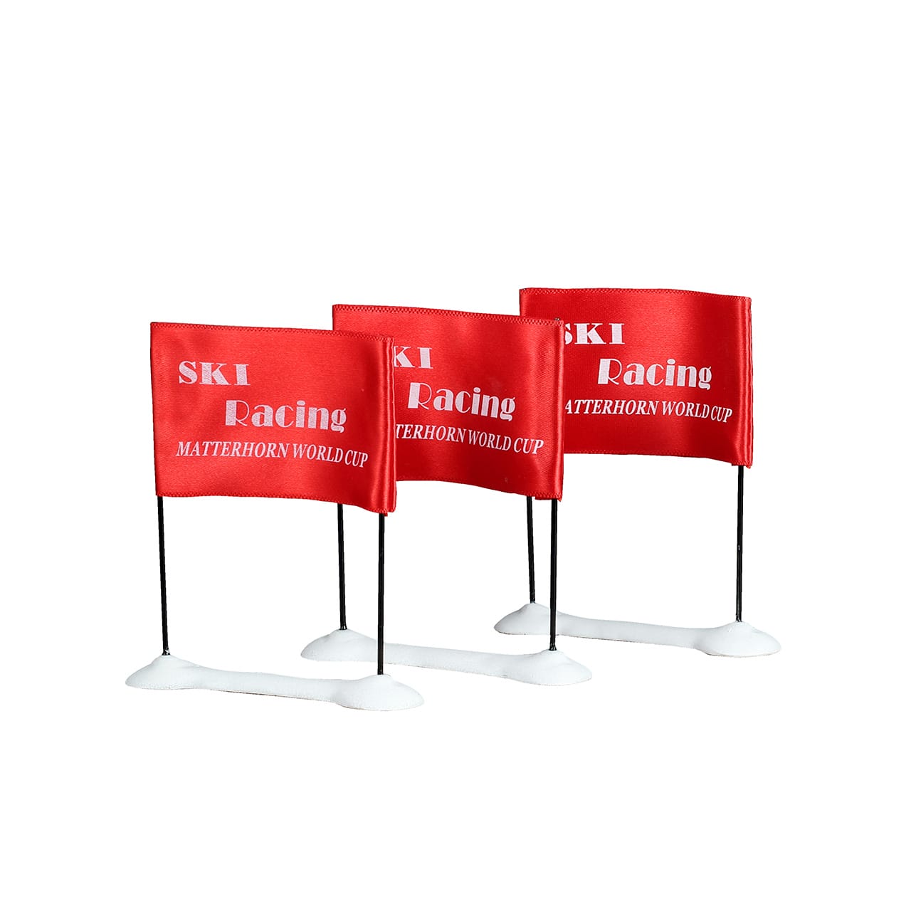 lemax-ski-racing-flag-set-of-3-lot-3-drapeaux-slalom-vail-village image 1