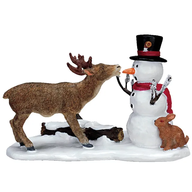 lemax-snack-time-bonhomme-de-neige-cerf-et-lapin-miniature image 1