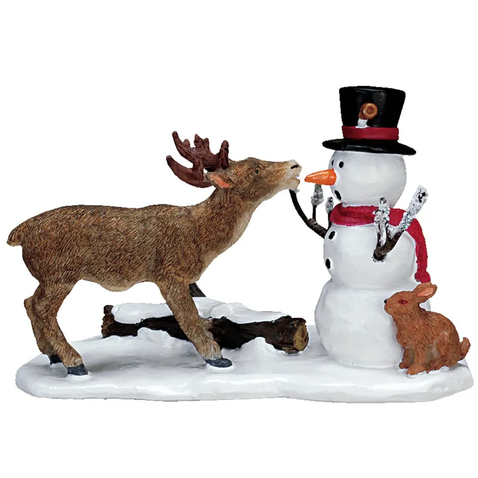 lemax-snack-time-bonhomme-de-neige-cerf-et-lapin-miniature image 1