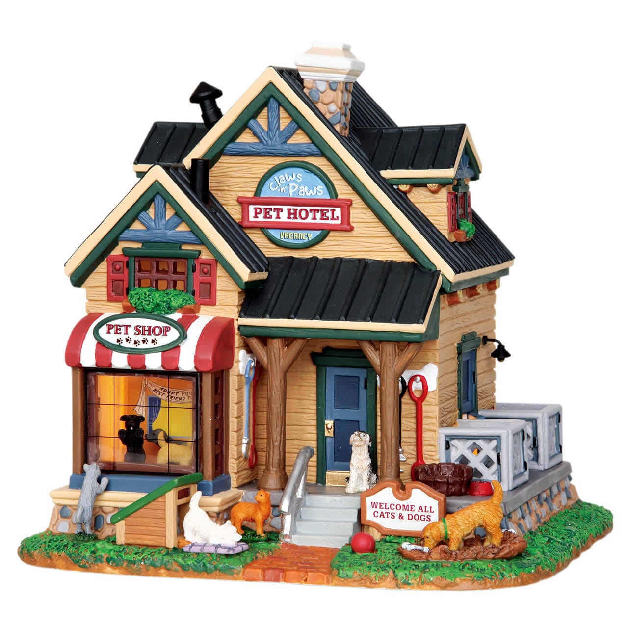 lemax-claws-paws-pet-hotel-b-timent-miniature-lumineux-village-de-no-l image 1