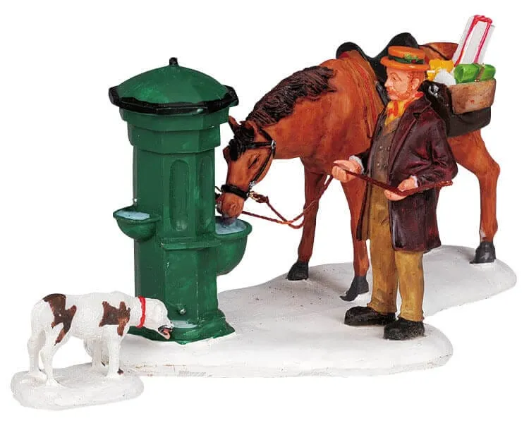lemax-horse-trough-abreuvoir-miniature-pour-village-de-no-l image 1